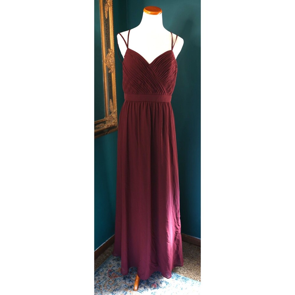Kennedy Blue Bridesmaid Maxi Dress Strappy Back 8 Burgundy Maroon Sweetheart